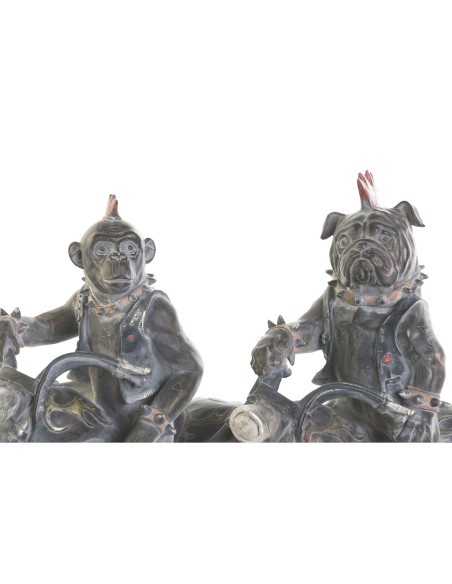 Figurine Décorative Home ESPRIT Gris foncé Motard 24 x 15 x 29 cm (2 Unités)