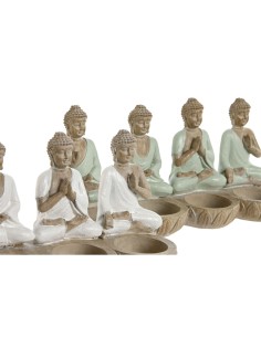 Figurine Décorative Home ESPRIT Blanc Vert Buda Oriental 24 x 9 x 11 cm (2 Unités) 2