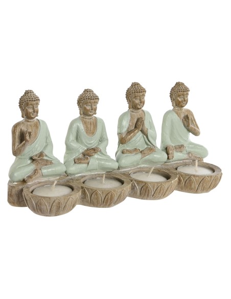 Figurine Décorative Home ESPRIT Blanc Vert Buda Oriental 24 x 9 x 11 cm (2 Unités)