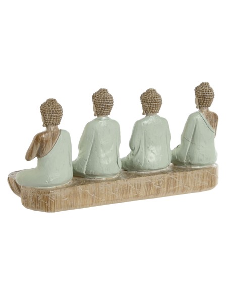 Figurine Décorative Home ESPRIT Blanc Vert Buda Oriental 24 x 9 x 11 cm (2 Unités)