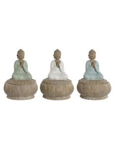 Figurine Décorative Home ESPRIT Blanc Vert Turquoise Oriental 11 x 11 x 15 cm (3 Unités)