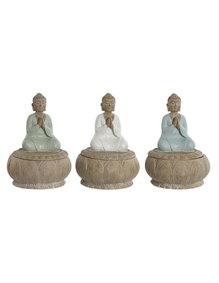 Figurine Décorative Home ESPRIT Blanc Vert Turquoise Oriental 11 x 11 x 15 cm (3 Unités)
