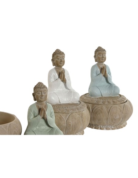 Figurine Décorative Home ESPRIT Blanc Vert Turquoise Oriental 11 x 11 x 15 cm (3 Unités)
