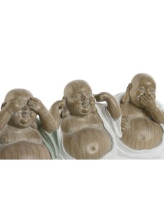 Figurine Décorative Home ESPRIT Blanc Vert Buda Oriental 10 x 9 x 10,5 cm (3 Unités) 2