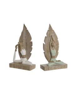 Figurine Décorative Home ESPRIT Blanc Vert Scandi 15,5 x 7,5 x 26,5 cm (2 Unités)