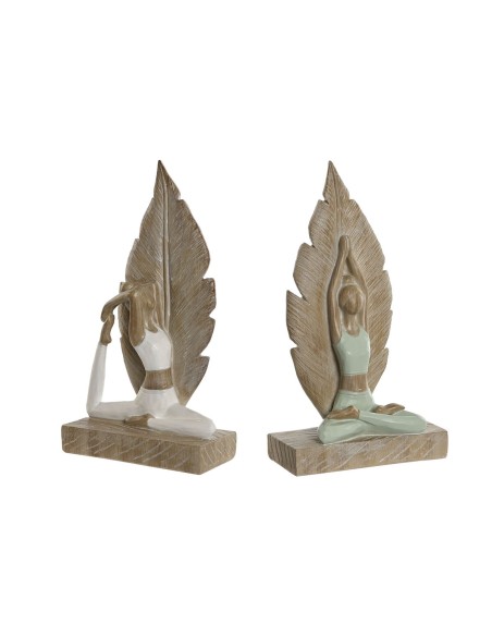 Figurine Décorative Home ESPRIT Blanc Vert Scandi 15,5 x 7,5 x 26,5 cm (2 Unités)