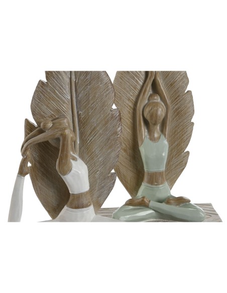 Figurine Décorative Home ESPRIT Blanc Vert Scandi 15,5 x 7,5 x 26,5 cm (2 Unités)