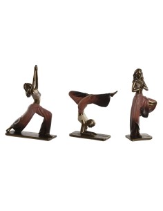Figurine Décorative Home ESPRIT Rose Doré Yoga Scandi 19 x 6 x 26 cm (3 Unités)