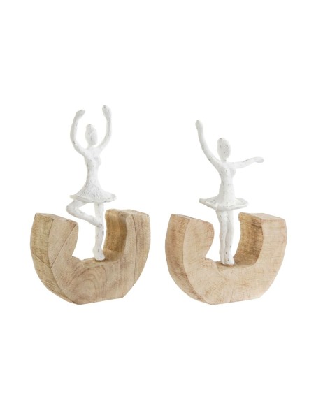 Figurine Décorative DKD Home Decor Blanc Marron Danseuse Classique 17 x 6 x 24 cm (2 Unités)