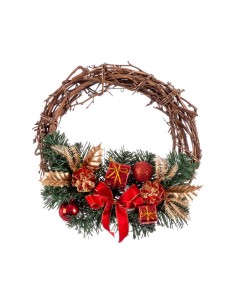 Couronne de Noël Rotin Rouge Multicouleur PVC 20 x 20 x 10 cm