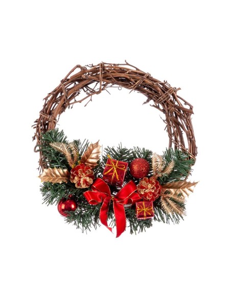 Couronne de Noël Rotin Rouge Multicouleur PVC 20 x 20 x 10 cm