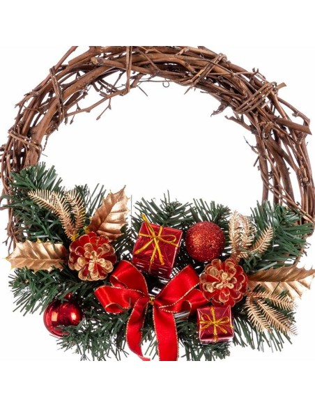 Couronne de Noël Rotin Rouge Multicouleur PVC 20 x 20 x 10 cm