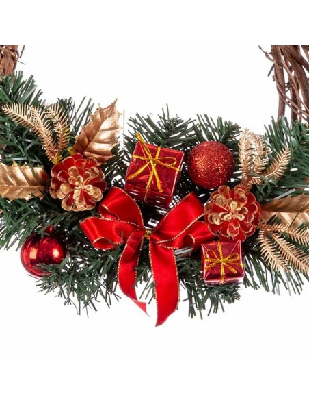 Couronne de Noël Rotin Rouge Multicouleur PVC 20 x 20 x 10 cm