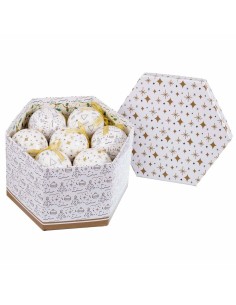 Boules de Noël Blanc Doré Papier Polyfoam 7,5 x 7,5 x 7,5 cm (14 Unités) 2