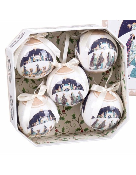 Boules de Noël Multicouleur Polyfoam Rois Mages 7,5 x 7,5 x 7,5 cm (5 Unités)