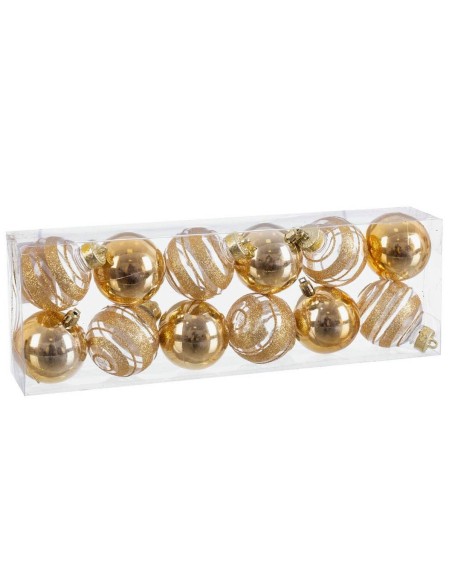 Boules de Noël Doré Plastique 6 x 6 x 6 cm (12 Unités)