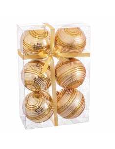 Boules de Noël Doré Plastique Spirale 8 x 8 x 8 cm (6 Unités)