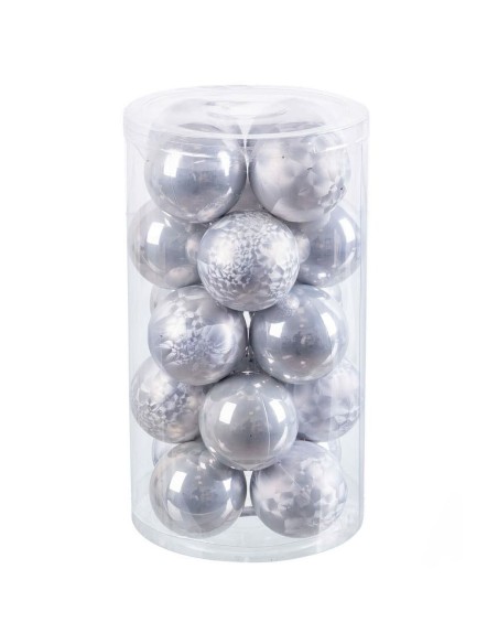 Boules de Noël Argenté Plastique 6 x 6 x 6 cm (20 Unités)