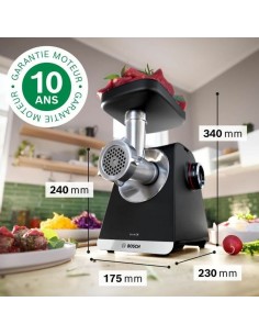 Hachoir BOSCH Serie 6 MFWS640B Noir Acier inoxydable Plastique 500 W 350 ml 1,3 Kg/min 2