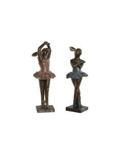 Figurine Décorative Home ESPRIT Bleu Rose Doré Romantique Danseuse Classique 13 x 12 x 30,5 cm (2 Unités)