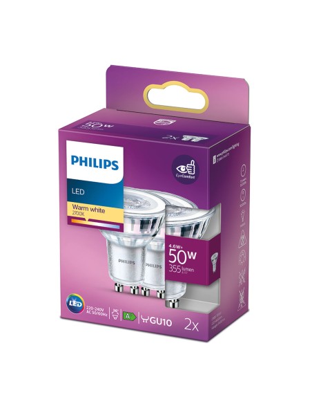 Lampe LED Philips 4,6 W GU10 Blanc F (2700 K)