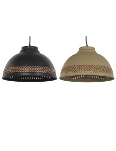 Suspension DKD Home Decor Marron Noir Crème Métal 50 W 39 x 39 x 22 cm (2 Unités)