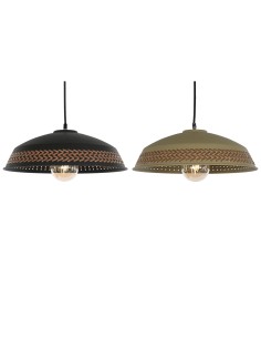 Suspension DKD Home Decor Marron Noir Crème Métal 50 W 42 x 42 x 24 cm (2 Unités)