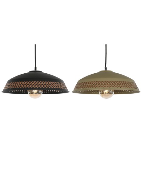 Suspension DKD Home Decor Marron Noir Crème Métal 50 W 42 x 42 x 24 cm (2 Unités)