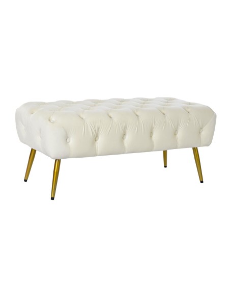 Banquette Home ESPRIT Crème Doré Polyester Métal 103 x 46 x 42 cm