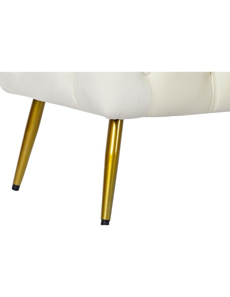 Banquette Home ESPRIT Crème Doré Polyester Métal 103 x 46 x 42 cm