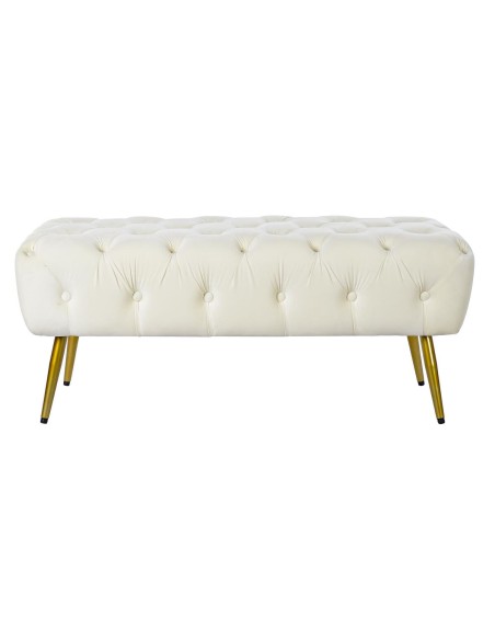 Banquette Home ESPRIT Crème Doré Polyester Métal 103 x 46 x 42 cm