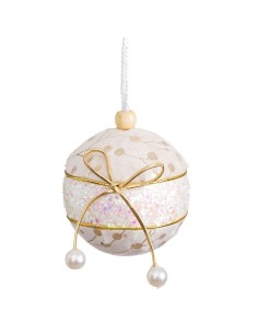 Boules de Noël Blanc Doré Polyfoam Tissu Lien 6 x 6 x 6 cm (6 Unités)