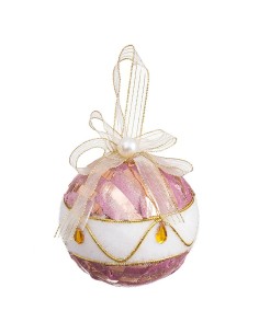 Boules de Noël Blanc Rose Polyfoam Tissu 8 x 8 x 8 cm (4 Unités)