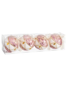 Boules de Noël Blanc Rose Polyfoam Tissu 8 x 8 x 8 cm (4 Unités) 2