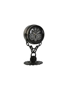 Horloge de table Home ESPRIT Noir Argenté Métal Verre 18 x 17 x 33 cm