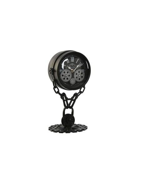 Horloge de table Home ESPRIT Noir Argenté Métal Verre 18 x 17 x 33 cm