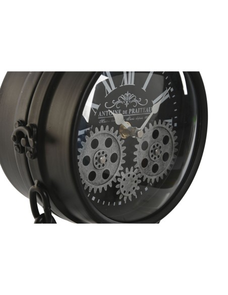 Horloge de table Home ESPRIT Noir Argenté Métal Verre 18 x 17 x 33 cm