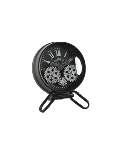 Horloge de table Home ESPRIT Noir Argenté Métal Verre 16,5 x 11 x 21 cm