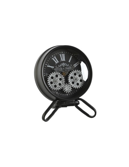Horloge de table Home ESPRIT Noir Argenté Métal Verre 16,5 x 11 x 21 cm