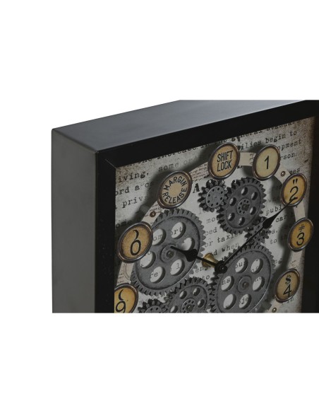 Horloge Murale Home ESPRIT Jaune Blanc Noir Gris Métal Verre Vintage 27,5 x 6,5 x 40,5 cm (2 Unités)