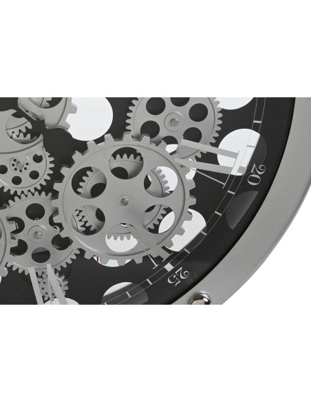 Horloge Murale Home ESPRIT Noir Argenté Métal Verre Engrenage 52 x 8,5 x 52 cm