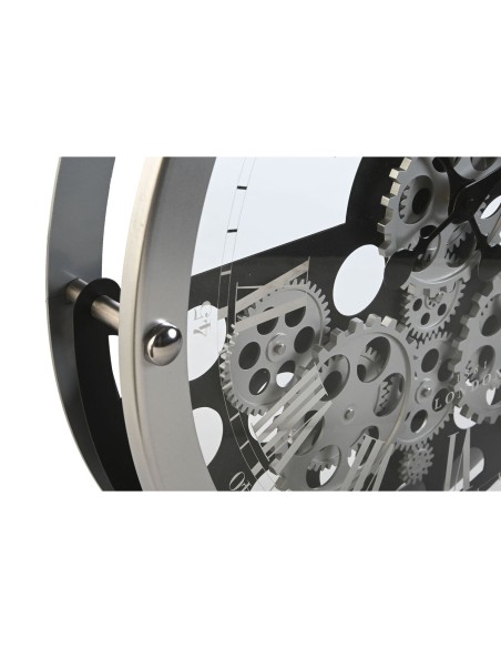 Horloge Murale Home ESPRIT Noir Argenté Métal Verre Engrenage 52 x 8,5 x 52 cm