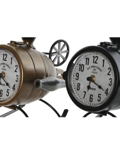 Horloge de table Home ESPRIT Noir Doré PVC Métal Loft 18 x 23 x 24 cm (2 Unités) 2