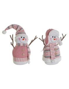 Décoration DKD Home Decor Blanc Marron Rose 30 x 16 x 33 cm (2 Unités)