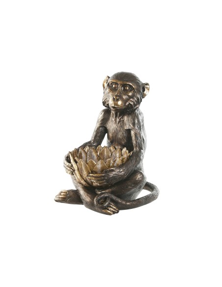 Figurine Décorative Home ESPRIT Doré Brun foncé Singe 40 x 37 x 50 cm