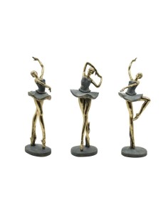 Figurine Décorative Home ESPRIT Gris Doré Danseuse Classique 15 x 10 x 43 cm (3 Unités)