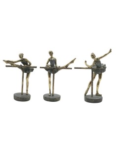 Figurine Décorative Home ESPRIT Gris Doré Danseuse Classique 14 x 8 x 20 cm (3 Unités)