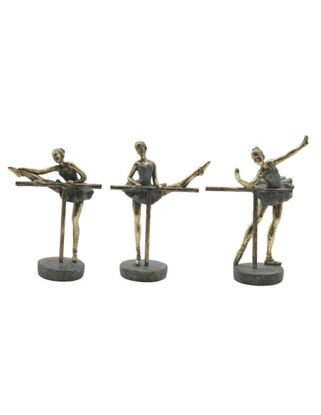 Figurine Décorative Home ESPRIT Gris Doré Danseuse Classique 14 x 8 x 20 cm (3 Unités)