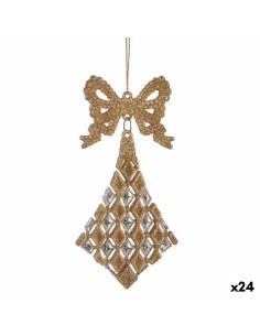Décorations de Noël Lien Losanges champagne Plastique Paillettes 7,5 x 1 x 15,5 cm (24 Unités)