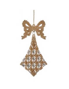 Décorations de Noël Lien Losanges champagne Plastique Paillettes 7,5 x 1 x 15,5 cm (24 Unités) 2